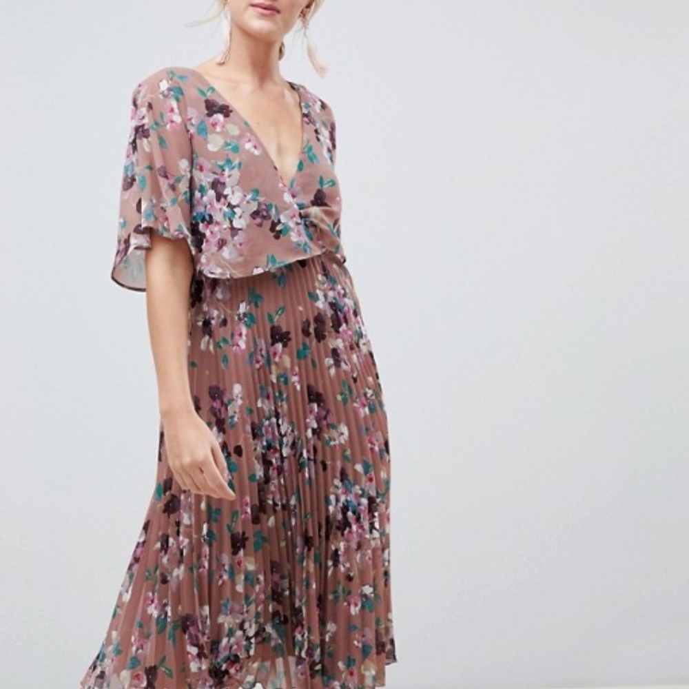 Floral Flutter Sleeve Midi Dress